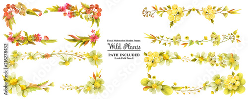 Four yellow wild plants head banners