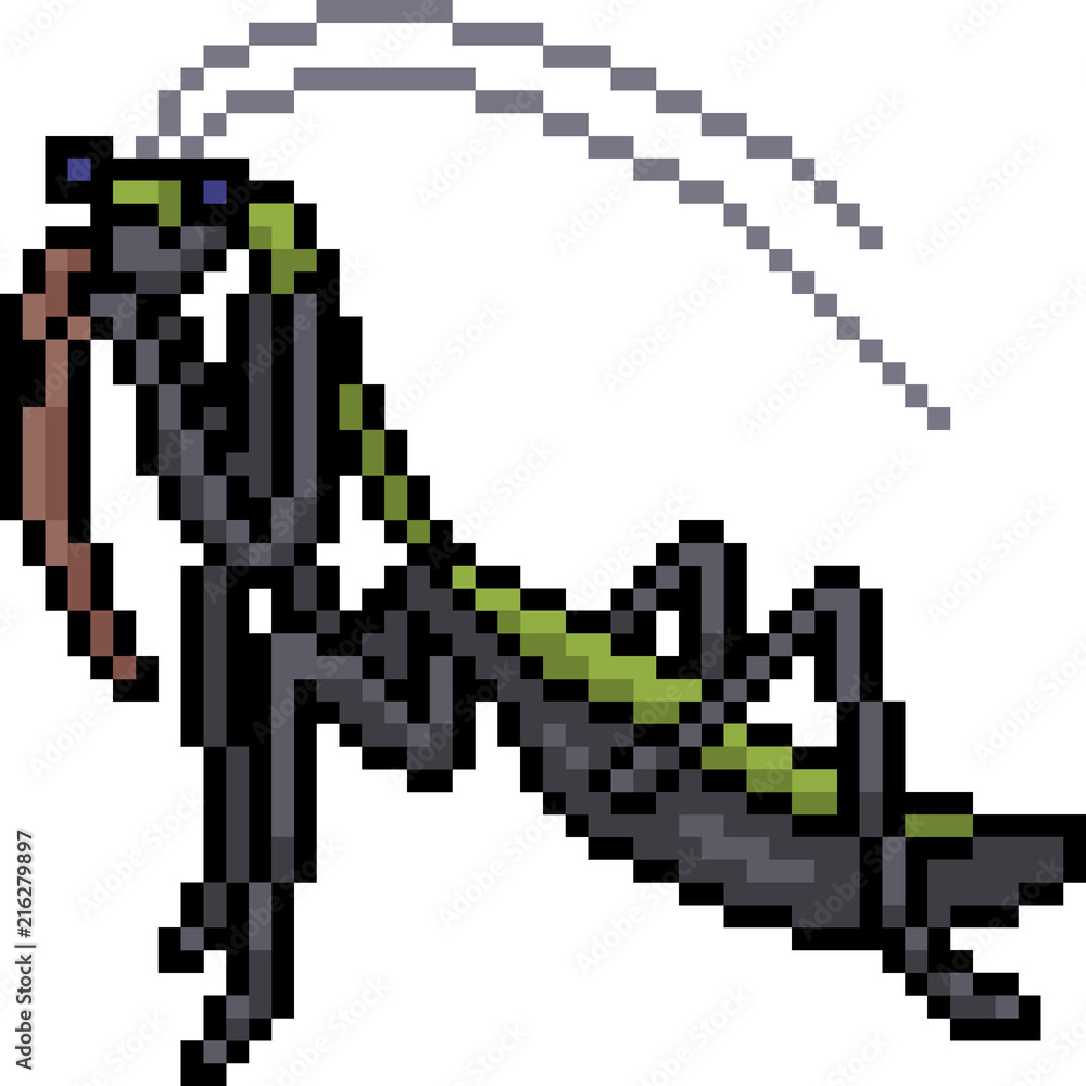 vector pixel art mantis