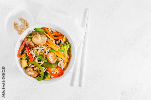 Asian food noodles with vegetables