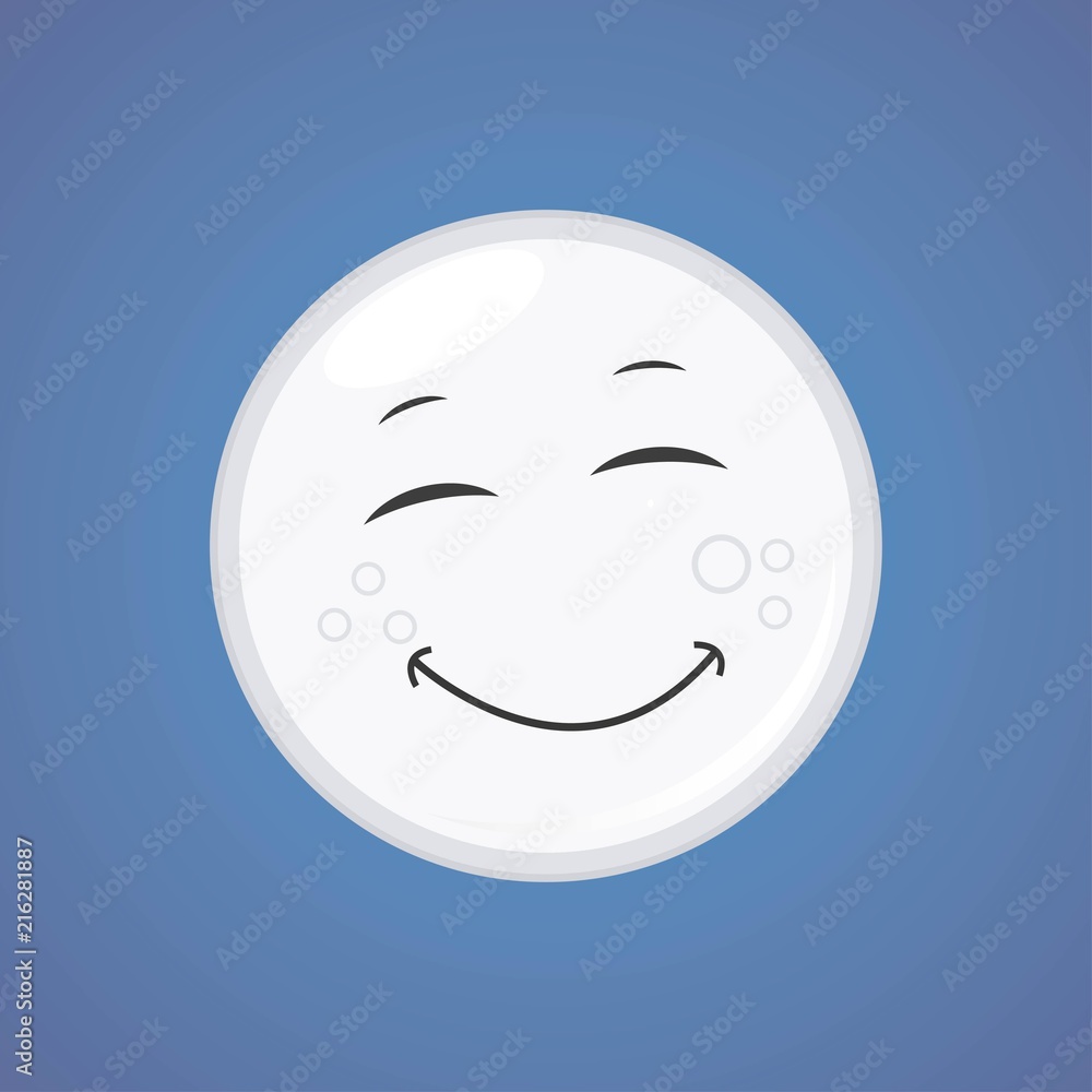 White Simple Smiling Moon with closed eyes White Simple Smiling Moon with closed eyes