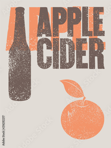 Apple Cider typographical vintage grunge style poster. Retro vector illustration.