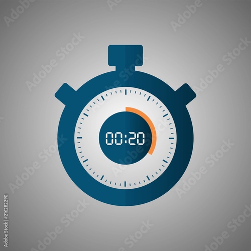 Stopwatch icon in flat style 20 seconds