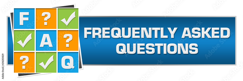 FAQ - Frequently Asked Questions Colorful Grid Blue Horizontal 