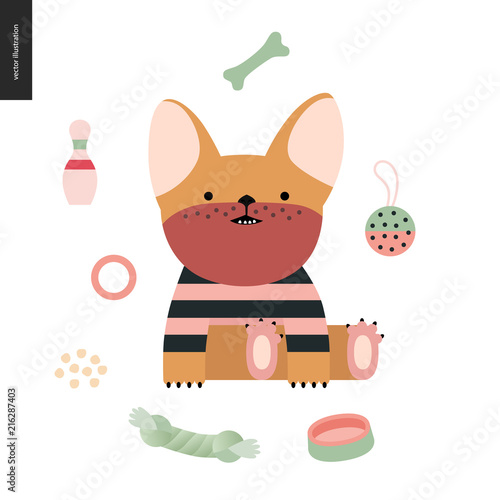 Cartoon French Bulldog. Vector Illustration