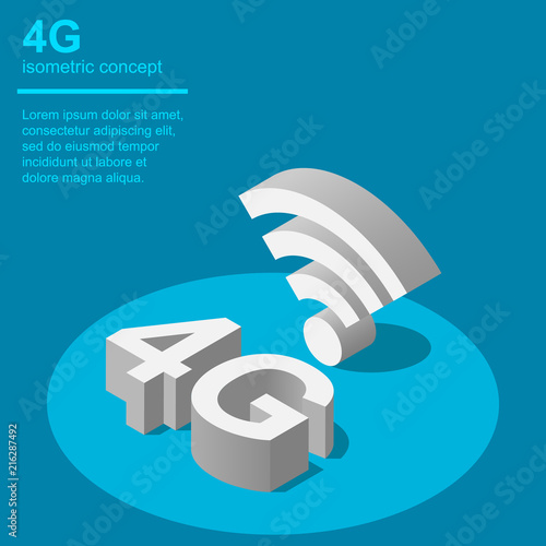 4G broadband cellular network technology vector illustration. Isometric concept.