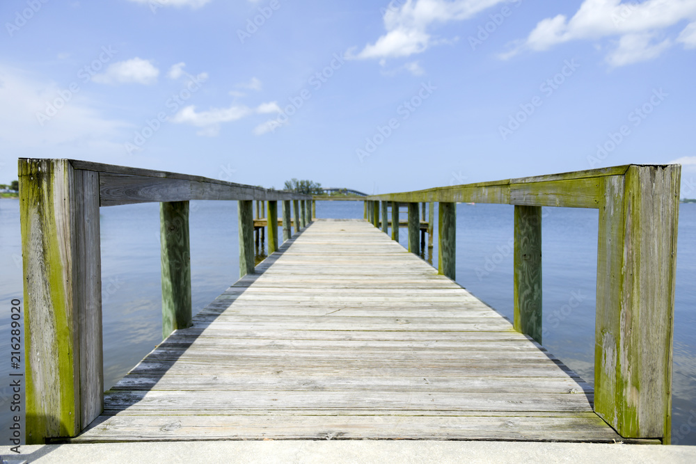 Wooden pier and blue sky