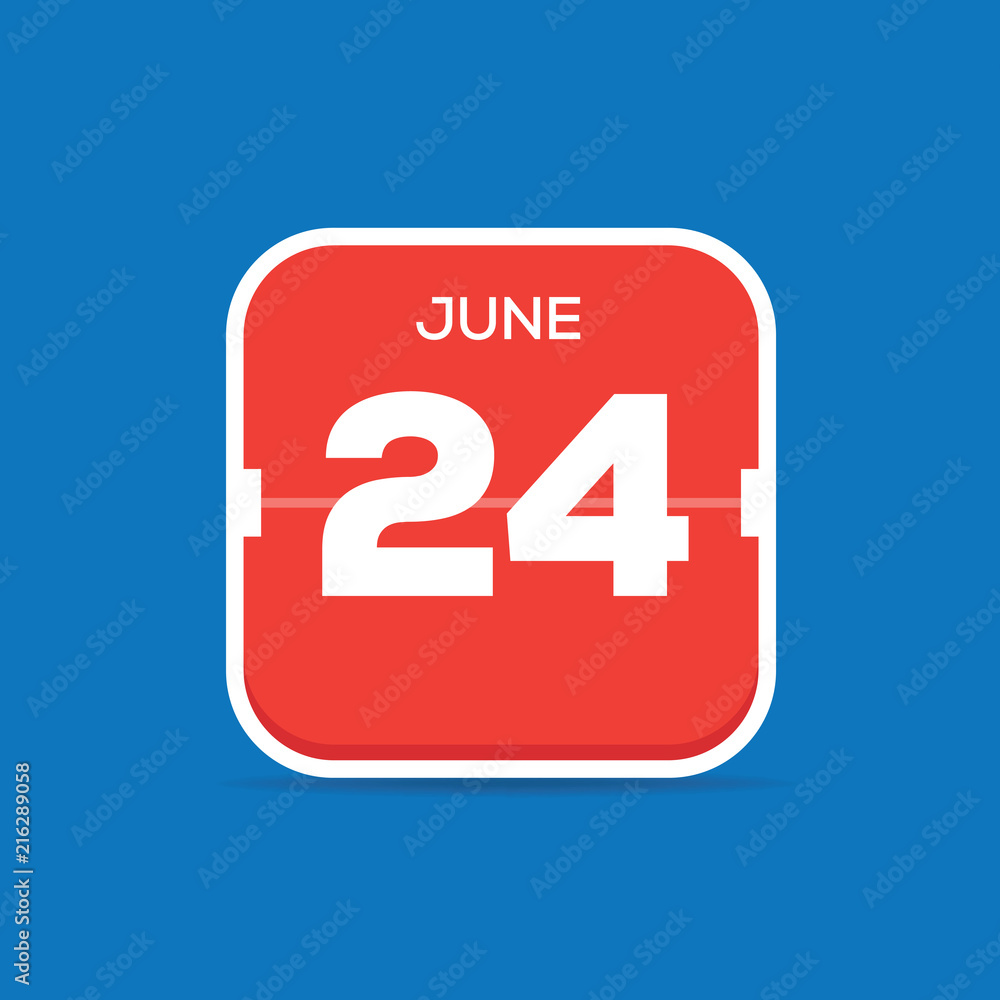 June 24 Calendar Flat Icon June 24 Calendar Flat Icon