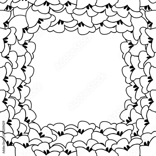 Fototapeta Naklejka Na Ścianę i Meble -  White Lily of the Valley Outline Border.