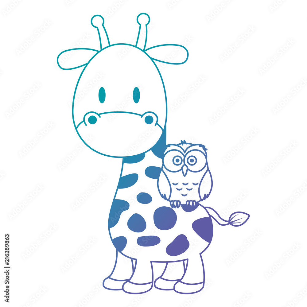 Fototapeta premium cute and adorable giraffe with owl characters