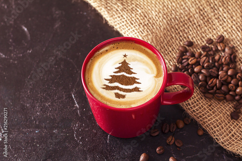 cappuccino with a picture of a Christmas tree