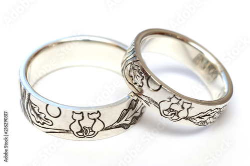 Wallpaper Mural Silver engagement rings with engraving according to the author's sketch. Torontodigital.ca