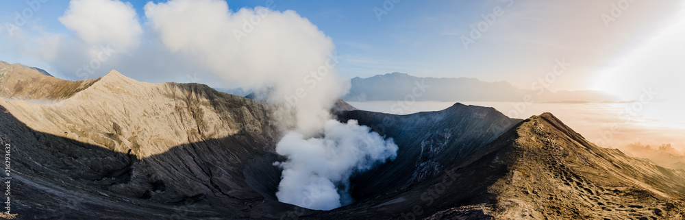 Bromo volcano crater is a popular touristic spot in Java Indonesia