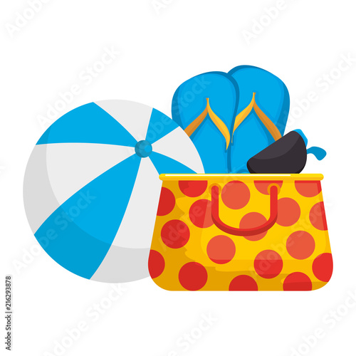 summer vacations bag with sandals and balloon vector illustration design