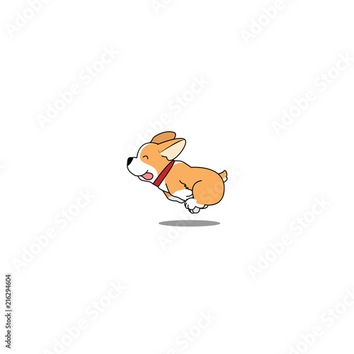 Cute welsh corgi dog running, vector illustration