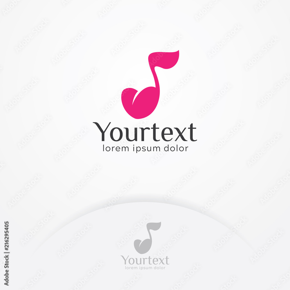 Fototapeta premium Love music logo, Musical note heart shape vector logo design. Music and entertainment - vector illustration