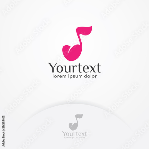 Love music logo, Musical note heart shape vector logo design. Music and entertainment - vector illustration
