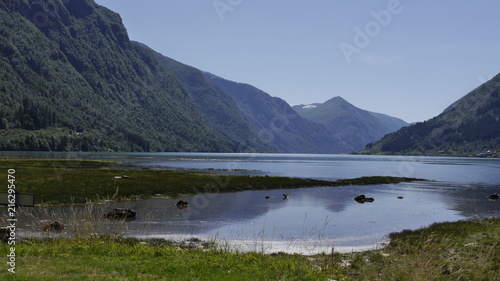 Sommertag in der Gletscherregion Fjaerland, Sogn og Fjordane, Norwegen, Skandinativen