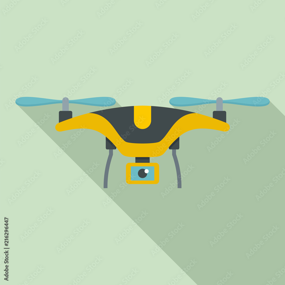 Yellow drone icon. Flat illustration of yellow drone vector icon for web design Yellow drone icon. Flat illustration of yellow drone vector icon for web design