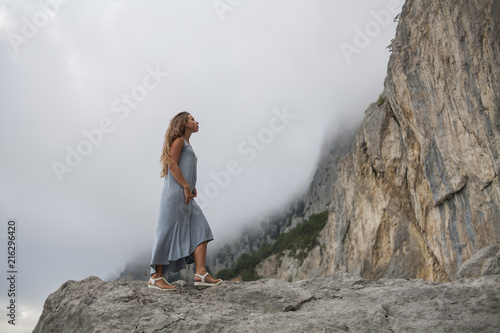 emotional girl in the mountains