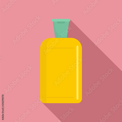 Yellow plastic bottle icon. Flat illustration of yellow plastic bottle vector icon for web design
