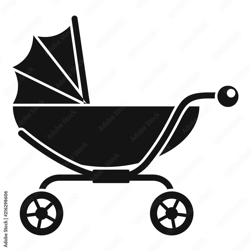 Classic baby pram icon. Simple illustration of classic baby pram vector icon for web design isolated on white background Classic baby pram icon. Simple illustration of classic baby pram vector icon for web design isolated on white background