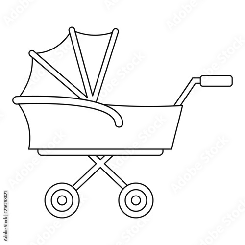 Kid trolley icon. Outline kid trolley vector icon for web design isolated on white background