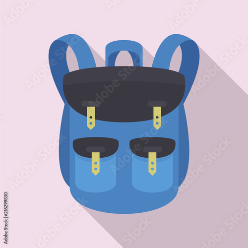 Climbing backpack icon. Flat illustration of climbing backpack vector icon for web design