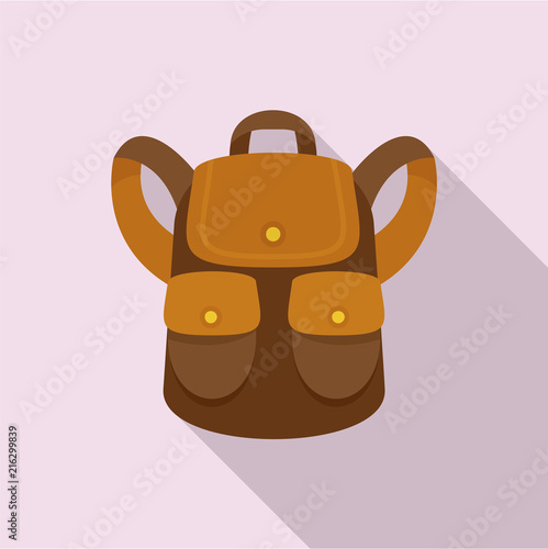 Forest backpack icon. Flat illustration of forest backpack vector icon for web design
