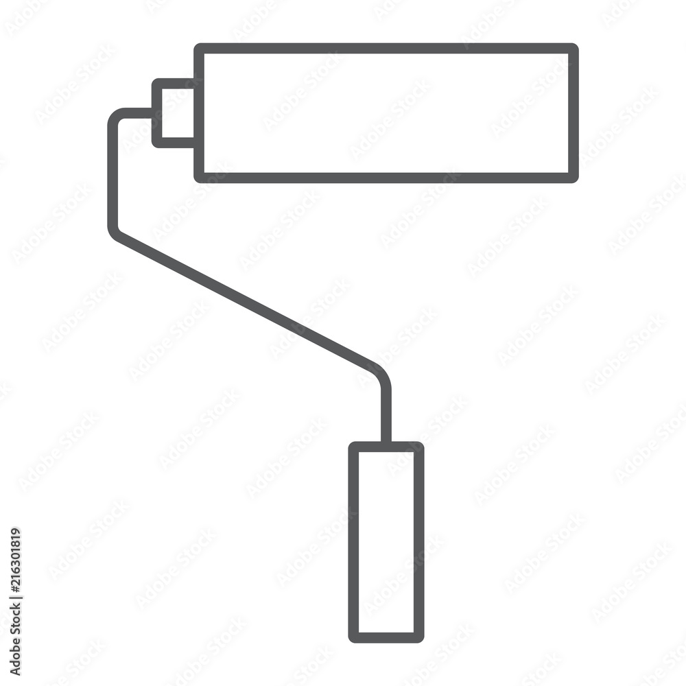 Roller thin line icon, tools and design, coloring sign, vector graphics, a linear pattern on a white background, eps 10. Roller thin line icon, tools and design, coloring sign, vector graphics, a linear pattern on a white background, eps 10.