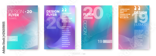 Covers templates set with graphic geometric elements. Applicable for flyer, cover annual report, placards, brochures, posters, banners. Vector illustrations.