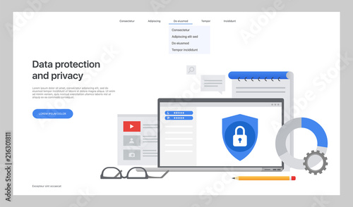 The General Data Protection Regulation. Exchange design flat concept. Technology web, internet information data integration and transforming. Data provision. Vector