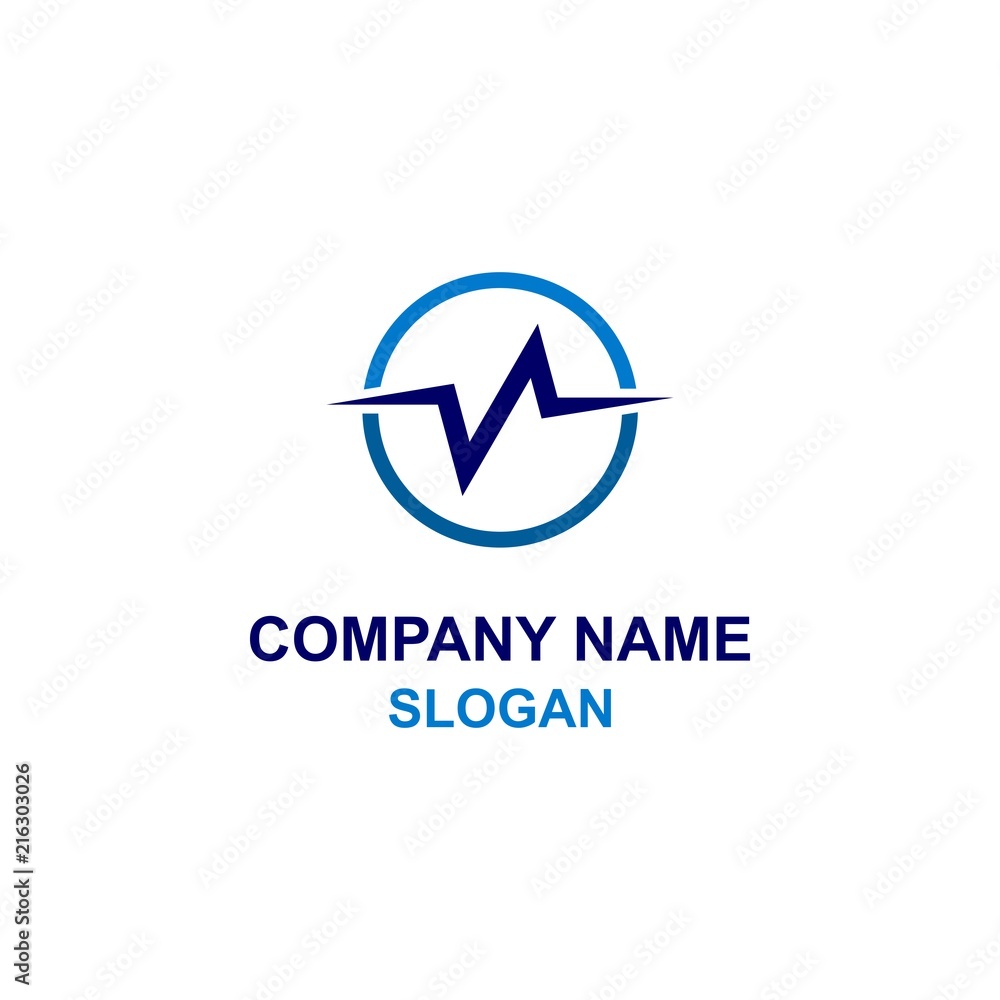 V letter initial heartbeat logo. V letter initial heartbeat logo.