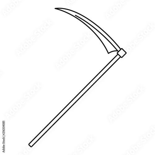 Farm scythe icon. Outline farm scythe vector icon for web design isolated on white background