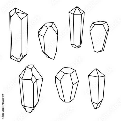 Set of geometric crystals. Geometric shapes. Trendy hipster background