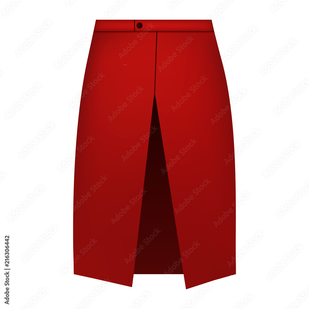 Red skirt apron mockup. Realistic illustration of red skirt apron ...