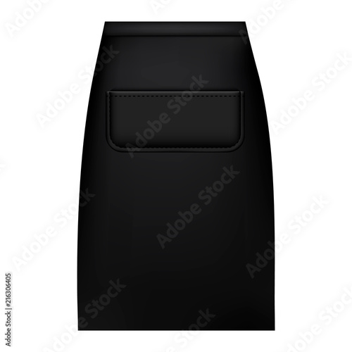 Black waist apron mockup. Realistic illustration of black waist apron vector mockup for web design isolated on white background