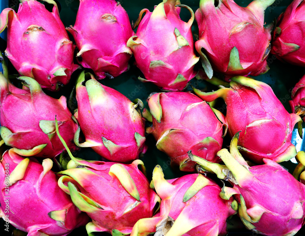 Fototapeta premium Photo of a macro background of pink fruits