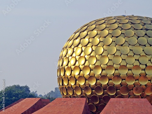 golden dome of Matrimandir, Auroville photo