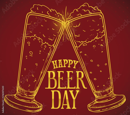 Beer Day Design with Elegant Toast with Premium Quality Beer, Vector Illustration