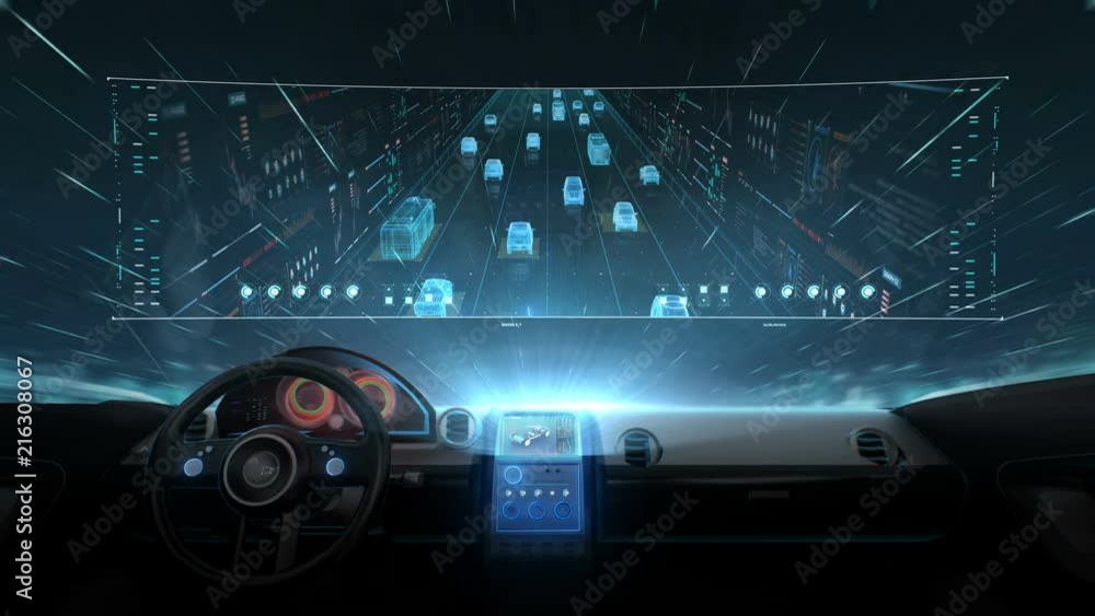 Inside of Future hybrid cars, Traffic control surveillance cameras. IOT. traffic CCTV cameras mounted main on high way, 4k movie. 2.