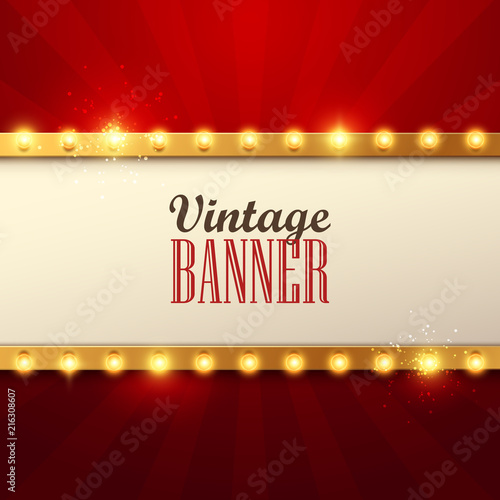 Retro light sign. Vintage style banner. Vector illustration.