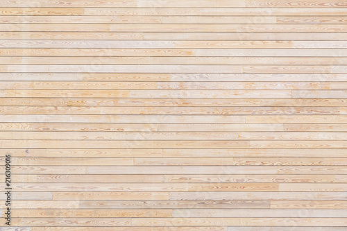 Texture of wooden slats. Many beige planks on the photo.