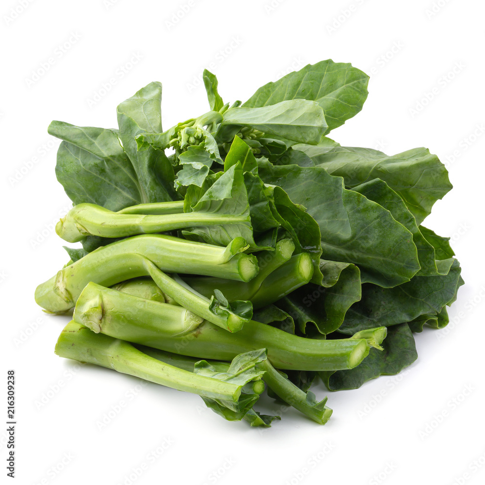 Chinese kale vegetable Cut into pieces isolated on white background Chinese kale vegetable Cut into pieces isolated on white background