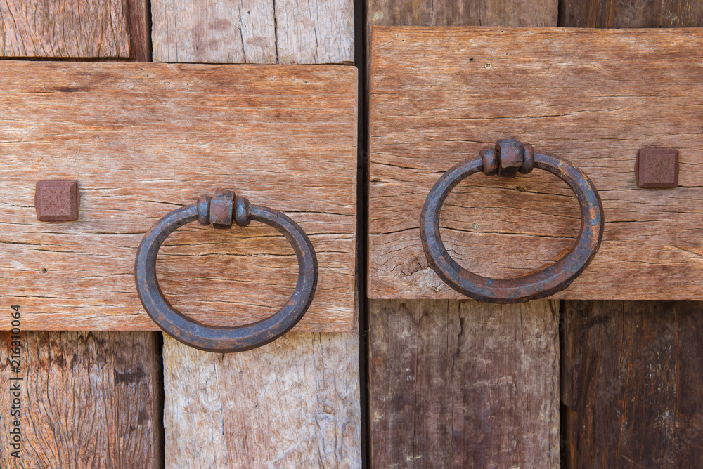 Wooden doors with old doorknob metal Wooden doors with old doorknob metal