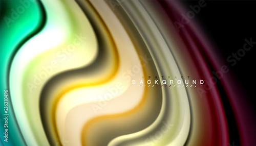 Fluid colors abstract background, twisted liquid design on black, colorful marble or plastic wave texture backdrop, multicolored template for business or technology presentation or web brochure cover