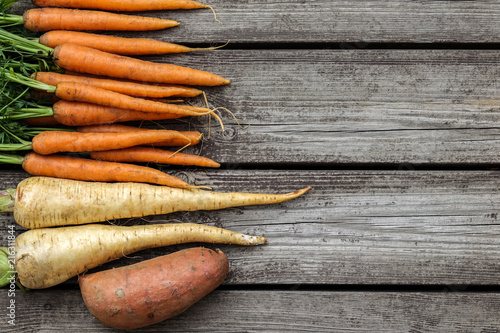 Bundle of carrots, parsnip ...