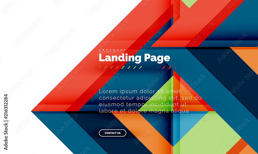Square shape geometric abstract background, landing page web design template Square shape geometric abstract background, landing page web design template