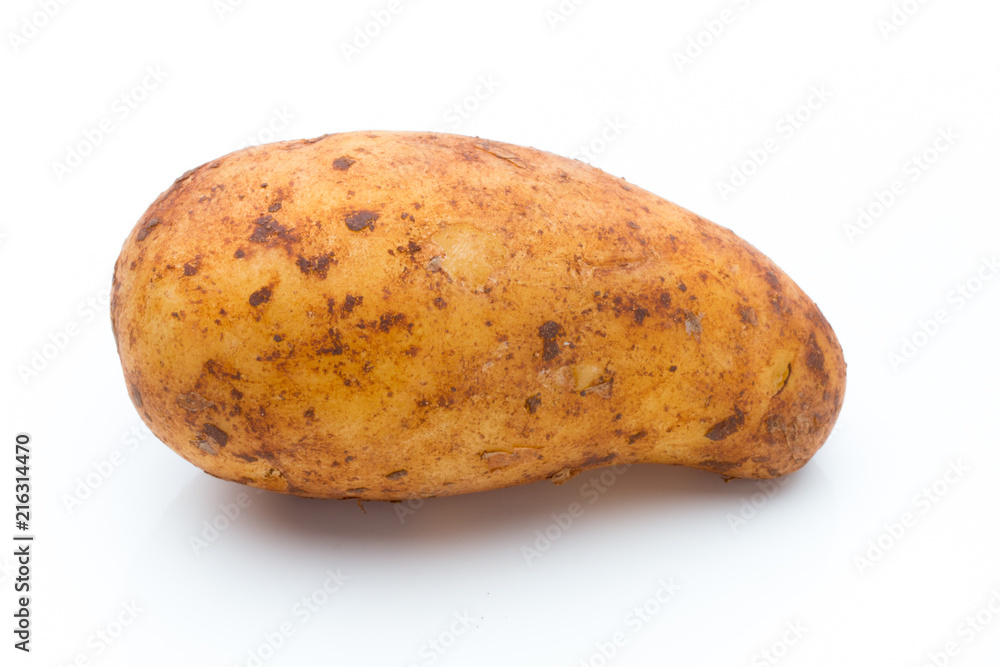 A bio russet potato isolated white background. A bio russet potato isolated white background.