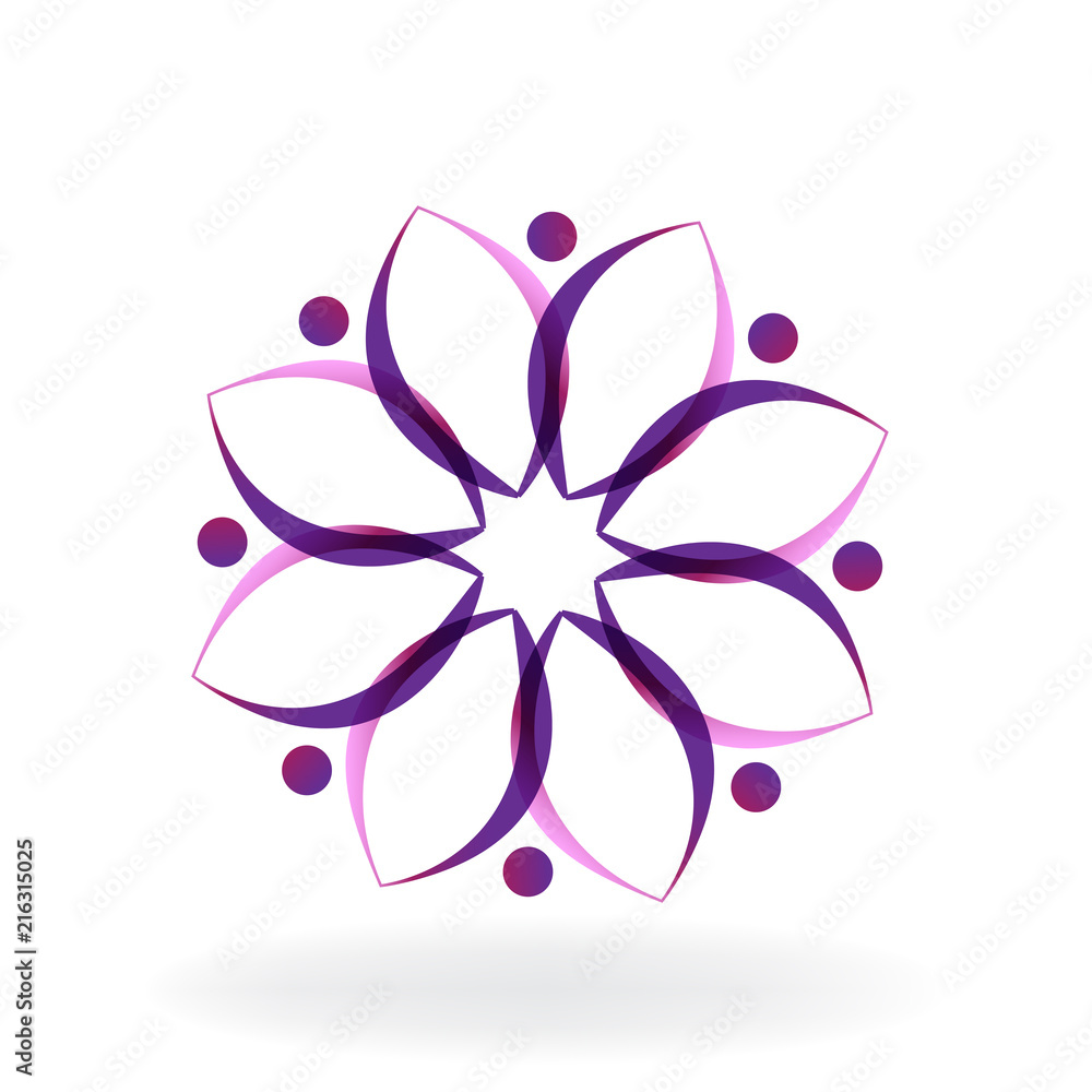Logo people holding hands doing a lotus flower Logo people holding hands doing a lotus flower