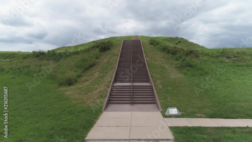 This video is about an aerial view of the Historic Cahokia Mounds in Collinsville, Illinois. A pre Columbian Native American city directly across the Mississipi River from modern St. Louis, Missouri. photo